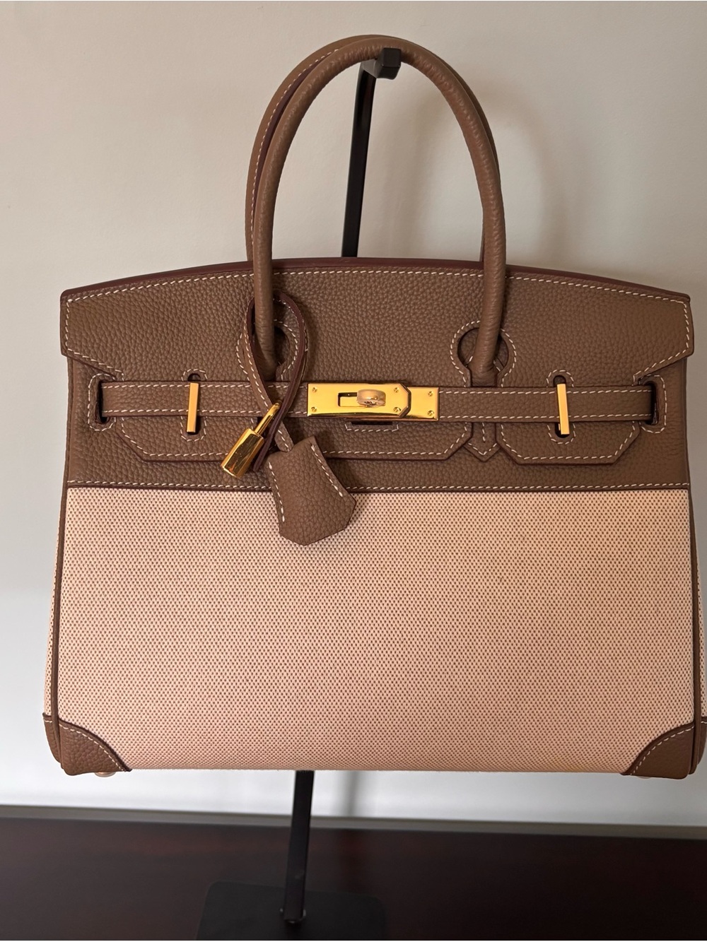 Leather and Canvas Handbag